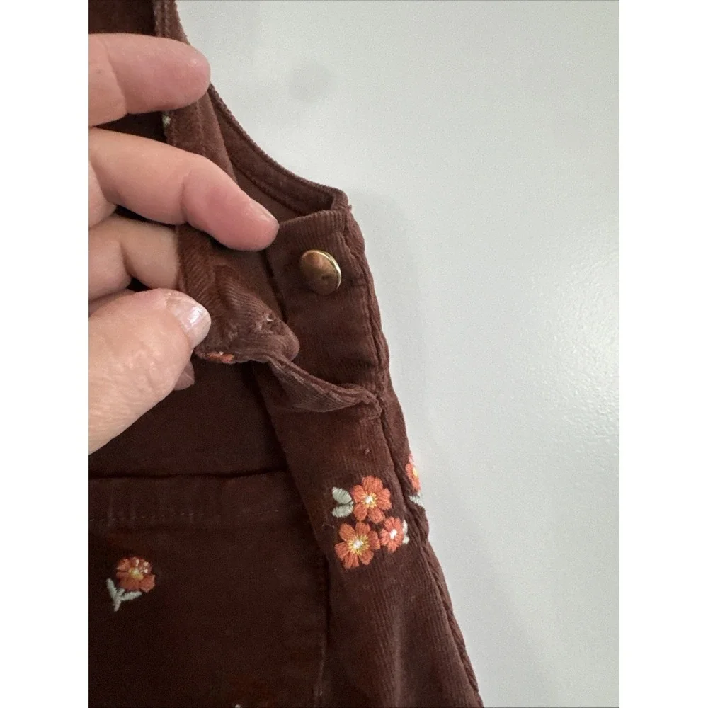 Cupcakes & Cashmere 3-4t Pumpkin Flowers Jumper Corduroy Overall Dress Fall Warm
